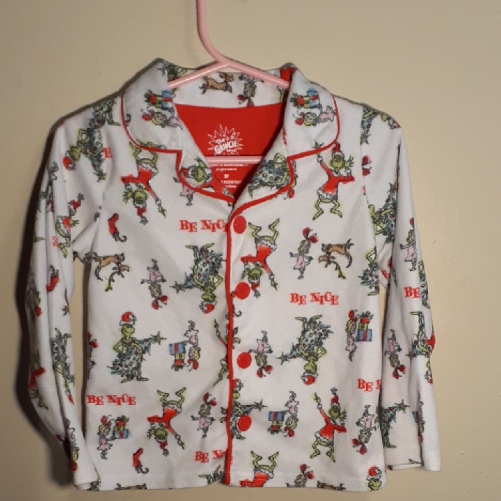Dr. Seuss Kids Pajama Top - White with Red and Green Accents